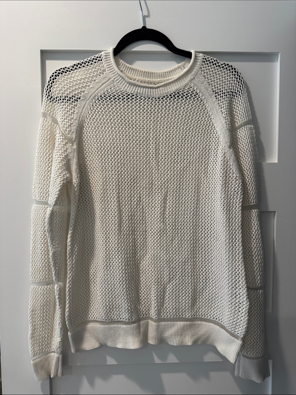 Michael Stars Ivory Open-Knit Crewneck Sweater